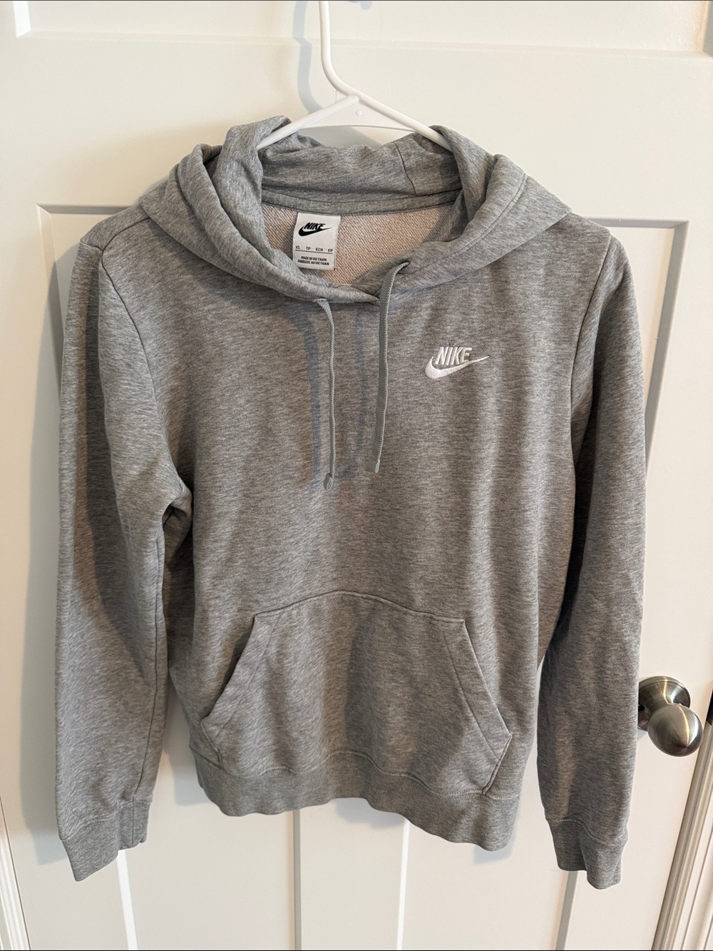 Women's Nike Light Gray Hooded Sweatshirt with White Swoosh -XS
